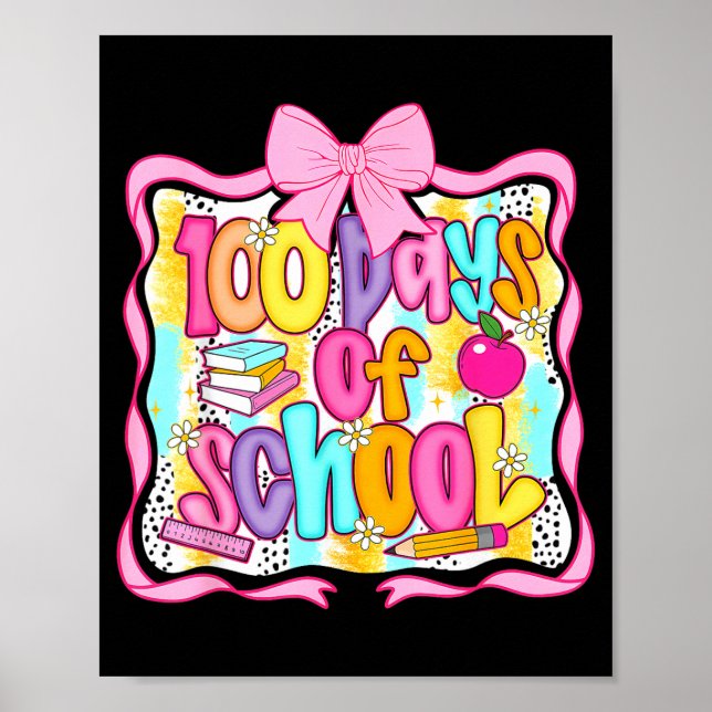 Poster 100 Days Of School Preppy 100th Day Of School Teac (Frente)