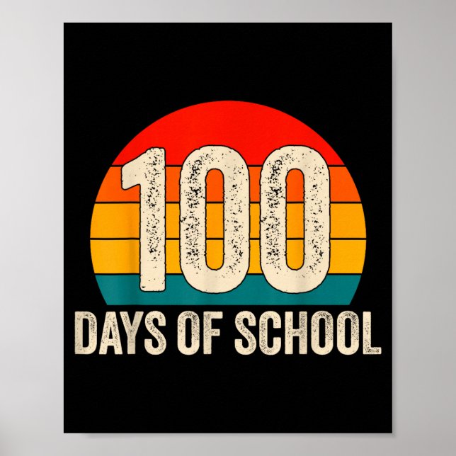 Poster 100 Days Of School Retro Teachers Boys 100th Day O (Frente)