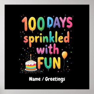 Poster 100 dias borrifados com alegria divertida da escol
