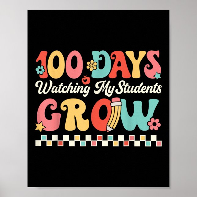 Poster 100 Dias Crescendo Com Estudantes 100º Dia De (Frente)