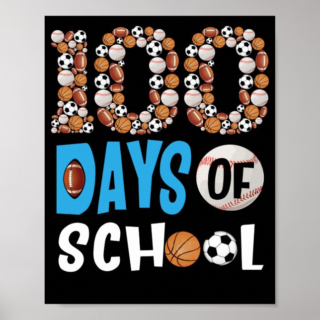 Poster 100 Dias Da Escola De Basquete De Beisebol (Frente)