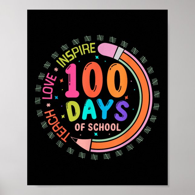 Poster 100 Dias De Amar Ensinado Escolar Inspiram 100 Dia (Frente)