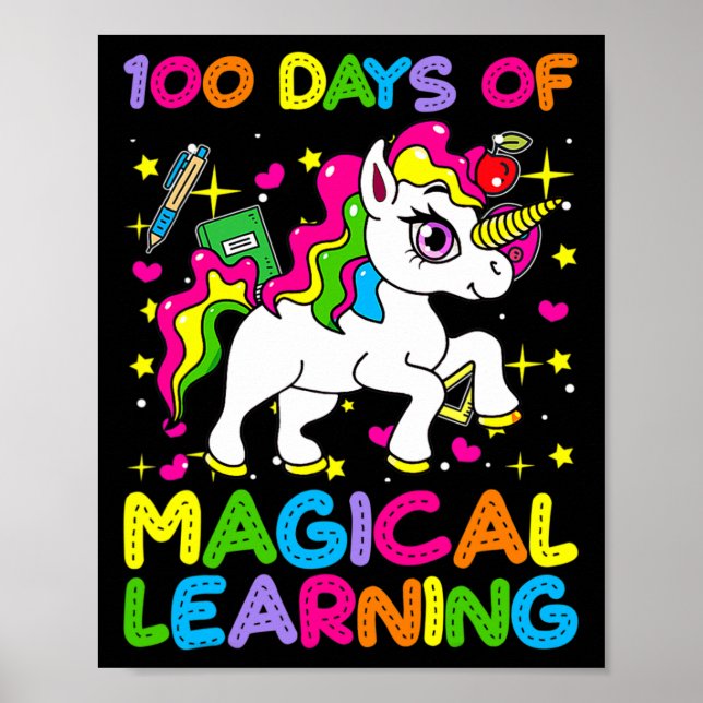 Poster 100 dias de aprendizagem mágica 100º dia da escola (Frente)