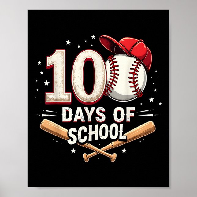 Poster 100 Dias De Basebol Escolar 100º Dia Da Escola (Frente)