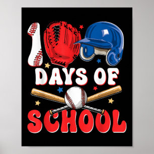 Poster 100 Dias De Basebol Escolar 100.º Dia Para Rapazes