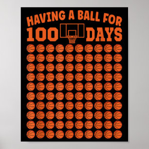 Poster 100 Dias De Basquete Escolar 100º Dia Para Rapazes