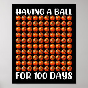 Poster 100 Dias De Basquete Escolar 100.º Dia 100 Dias