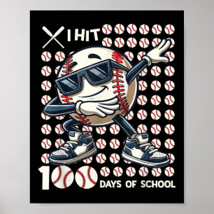 Poster 100 Dias De Bat De Beisebol Escolar 100º Dia De