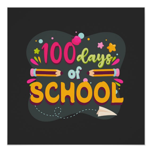Pôster 100 Dias De Camisa Escolar | 100.o Dia da Escola (Frente)