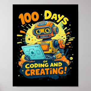 Poster 100 Dias De Codificação E Crio Do Robô 100 Dias De