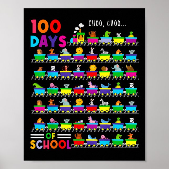 Poster 100 Dias De Comboio Com Crianças Animais 100 Dias  (Frente)