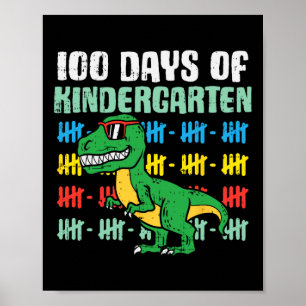 Poster 100 dias de dinossauro do jardim de infância trex 