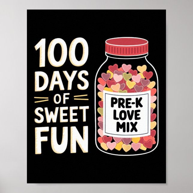 Poster 100 Dias De Diversão Doce Fofa Professora De Menin (Frente)