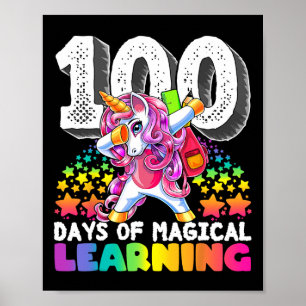 Poster 100 dias de dom de unicórnio mágico aprendendo a a