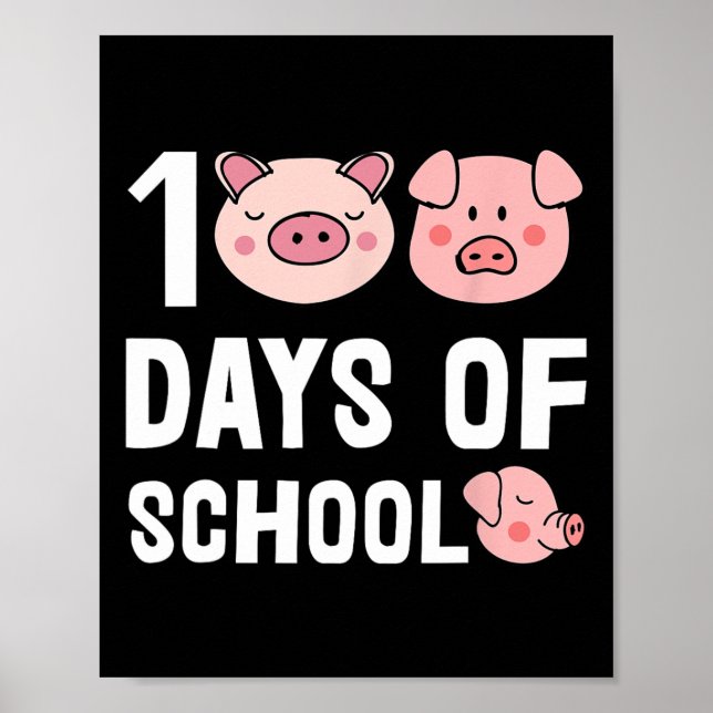 Poster 100 Dias De Ensino De Cartoon De Suíno (Frente)