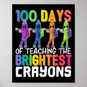 Poster 100 dias de Ensino dos Mais Brilhantes Crayons Flo