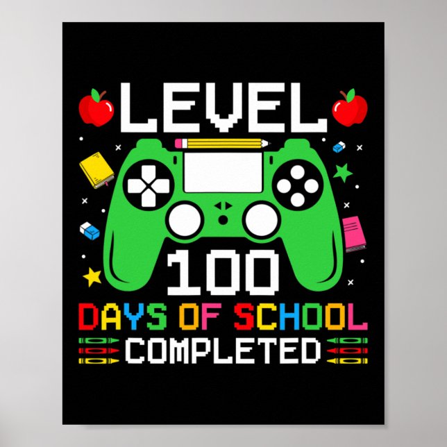 Poster 100 Dias De Escola Completou O Jovens Jovens Jogad (Frente)