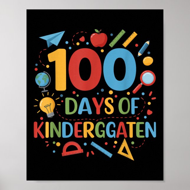 Poster 100 Dias De Escola De Jardim De Infância 100 Dias  (Frente)