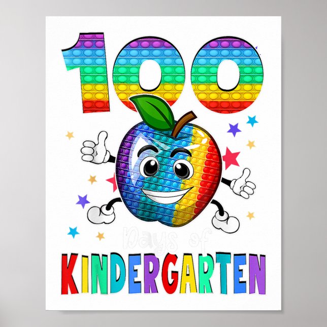 Poster 100 Dias De Escola De Jardim De Infância Feliz 100 (Frente)