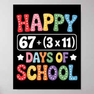 Poster 100 Dias De Escola Equação Matemática Groovy 67 Me