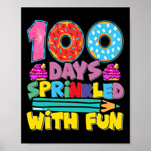 Poster 100 Dias De Escola Espelhados Com Cupcake Bonito D