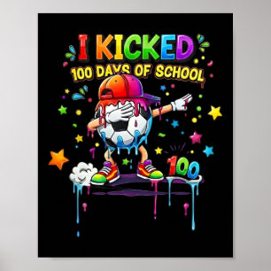 Poster 100 Dias De Escola Futebol Gotejamento Crianças Me