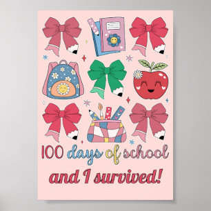 Poster 100 Dias De Escola Laços De Lápis Fofos