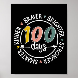 Poster 100 Dias De Escola Mais Inteligente Kinder Brighte
