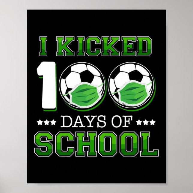 Poster 100 Dias De Futebol Escolar Vestindo Máscara (Frente)