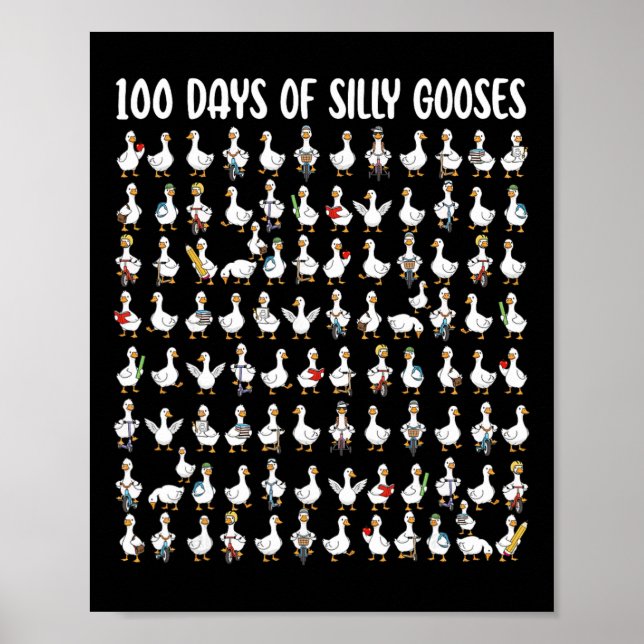 Poster 100 Dias De Gansos Bobos Divertido 100º Dia De Esc (Frente)