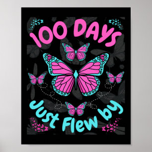 Poster 100 dias de garotas de borboletas escolares 100 di