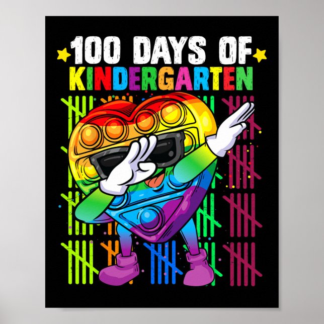 Poster 100 Dias De Jardim De Infância Dabbing Fidget Colo (Frente)