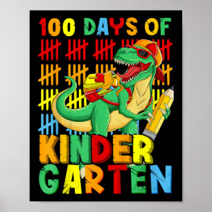 Poster 100 Dias De Jardim De Infância Dinossauro 100º Dia