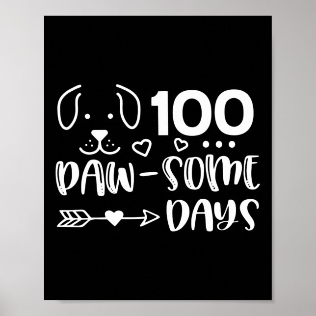 Poster 100 Dias De Pawsomness Cachorro Cute Feliz 100 D (Frente)