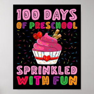 Poster 100 Dias De Pré-Escolas Empurradas Com Cupcake Div