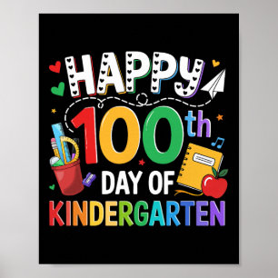 Poster 100 Dias De Professor De Jardim De Infância Feliz