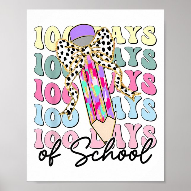Poster 100 Dias De Professora Escolar 100º Dia Da Escola (Frente)