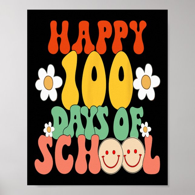 Poster 100 Dias De Professores Crianças De Escola Groovy  (Frente)