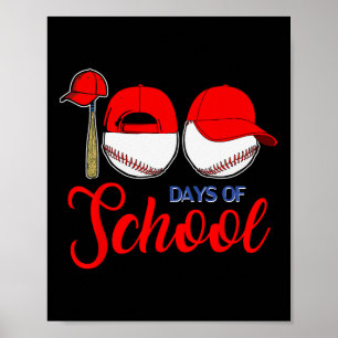 Poster 100 Dias De Professores De Basebol Escolar 100 Dia