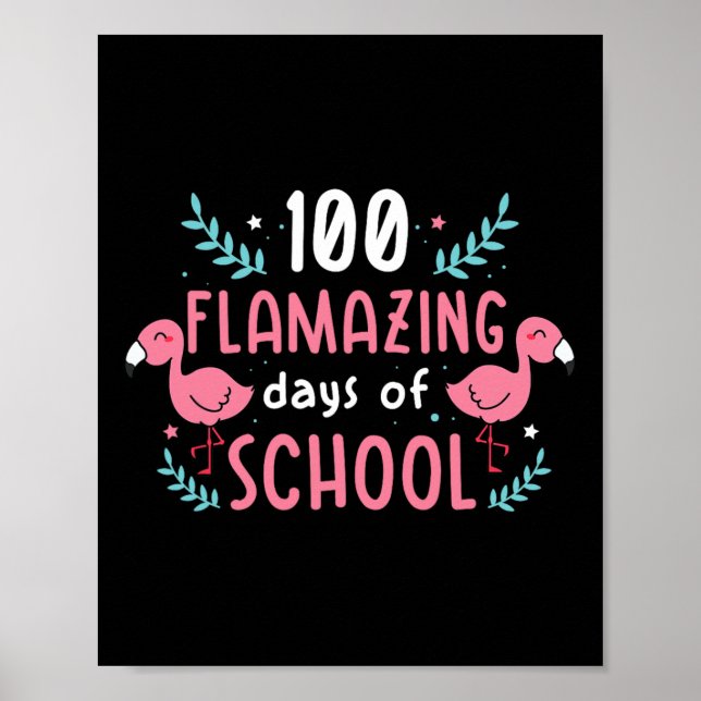 Poster 100 Dias De Professores De Flamingo Na Escola (Frente)