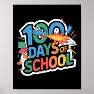 Poster 100 Dias De Tema De Dragão Escolar Crianças Profes