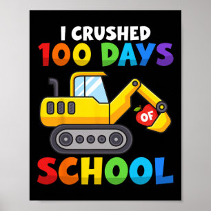 Poster 100 Dias De Tema De Escavador Escolar Para Criança