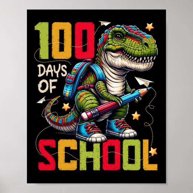 Poster 100 Dias De Trex Escolar 100 Dias Mais Inteligente (Frente)
