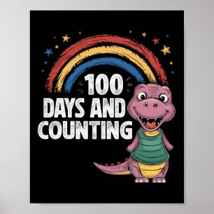 Poster 100 Dias E Contagem De Crianças Dinossauro Engraça