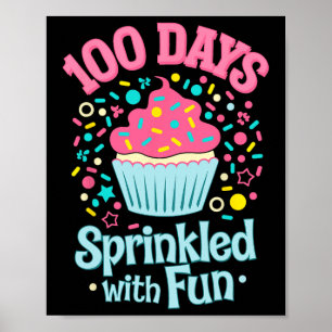 Poster 100 Dias Empurrados Com Camisa De Cupcake Divertid