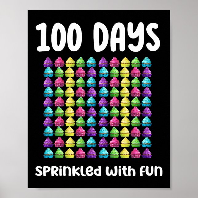 Poster 100 Dias Empurrados Com Celebração De Cupcake Dive (Frente)