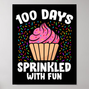 Poster 100 Dias Empurrados Com Cupcake Divertido 100 Dias