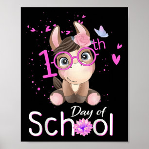 Poster 100 Dias Engraçados De Camisa De Escola Cavalo 100