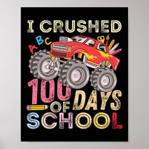Poster 100 Dias Esmagados De Caminhão-Monstro Escolar 100