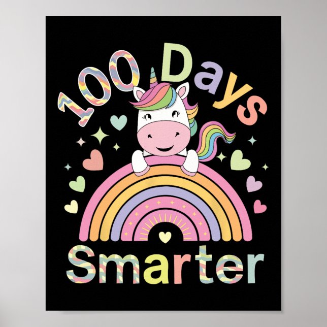 Poster 100 Dias Mais Inteligente Do Arco-Íris Unicórnio 1 (Frente)